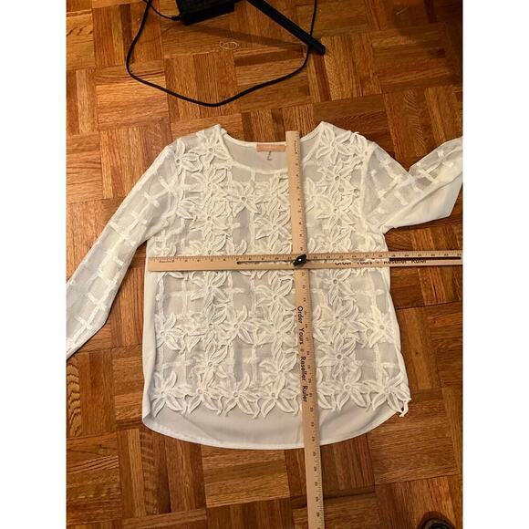 Comme USA Lace Blouse Long Sleeve Sheer Round Neck Lace White Womens Medium NWOT - Picture 7 of 7